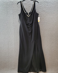City Studio Trendy Plus Rhinestone-Trim V-Neck Sleeveless Gown Women’s 18W Black