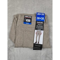 Kirkland Signature Brushed 5-Pocket Pant Mens 36×30 Tan Stretch Comfort Waist