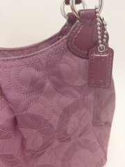 Coach Signature C Purple Jacquard Shoulder Bag Pleated Hobo Satchel 42949