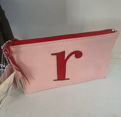 Jam by Jana Feifer Vintage Pink Leather Monogram ‘R’ Multipurpose Pouch $45 NWT