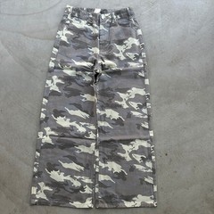 Baggy Wide Leg Y2K Style Cream Camo Denim Jeans