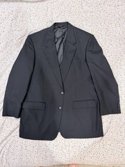 Bella Collection Wool Black Solid Blazer Single-Breasted 2Btn EU 54