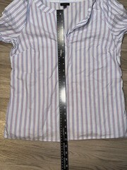 Talbots Women’s Size S Short Tie Sleeve Top Vertical Stripe 100% Cotton Blouse