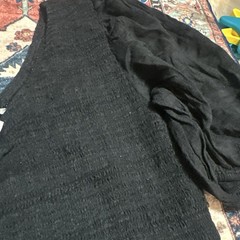 American Eagle Black Knit Peasant Blouse Scoop Neck Long Sleeve Ruffle M