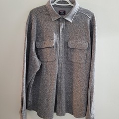 Untuckit Bonvino Alloy Herringbone Sweater Flannel Shirt Men Size XL Gray