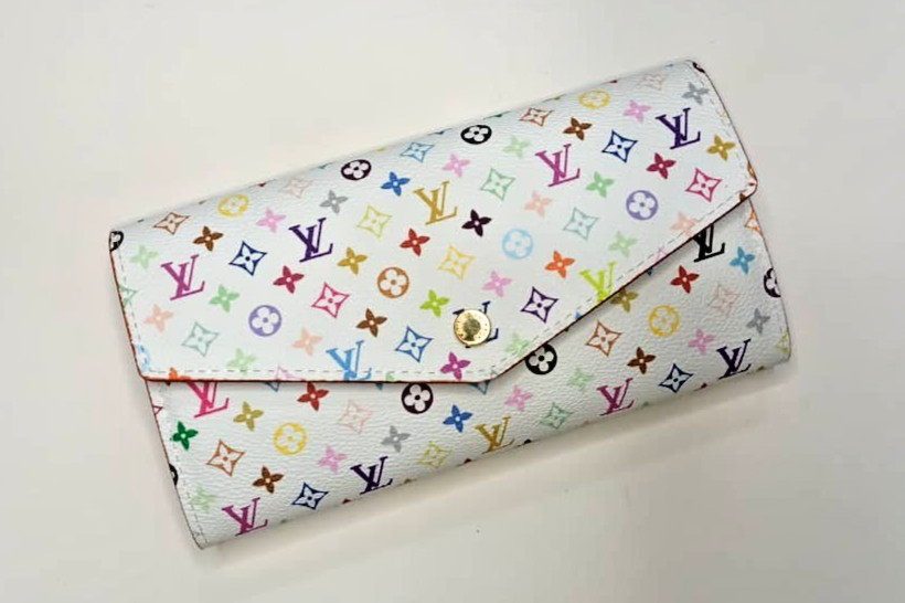 Louis Vuitton White Multicolor Takashi Murakami Sarah Long Wallet Pink Interior