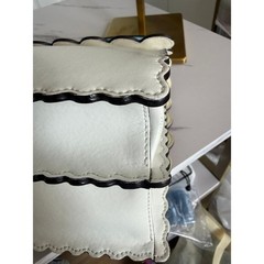 Fendi Kan I Scalloped Embroidered Leather Shoulder Bag White Multi-Color Studded