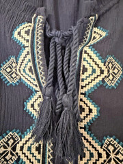 Market & Spruce Women’s M Navy Embroidered Tasseled Tank Boho Peasant