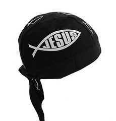 Christian Doo Rag Motorcycle Skull Cap Religious Chemo Bandana Cover Fish Symbol
