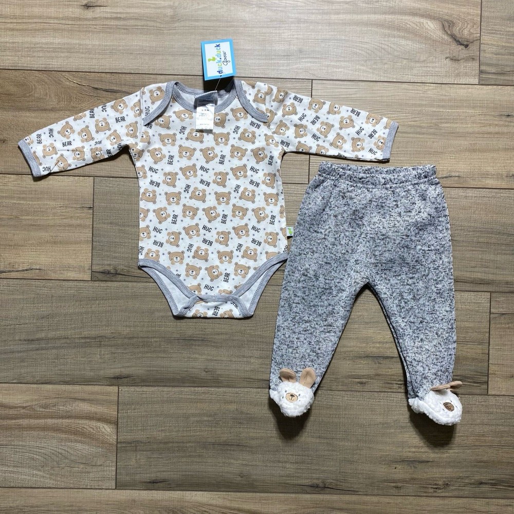 Duck Duck Goose Boys Bear Hug 2-Piece Bodysuit Pants Set Size 6-9 Months
