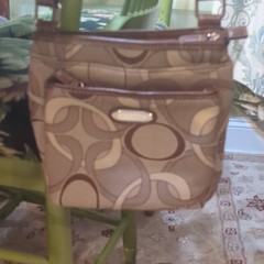 Strada Brown/Beige Geometric Shoulder Bag, Zip Closure, Pockets, Silver Hardware