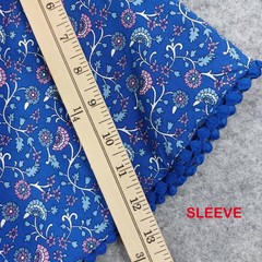 R. Vivimos Blue Floral Boho Maxi Dress L 12/14 V Neck Tiered Tassel Prairie Core