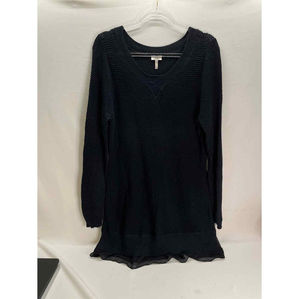 Logo by Lori Goldstein Black Knit Sweater Mixed Medium Size Large Comfy Warm