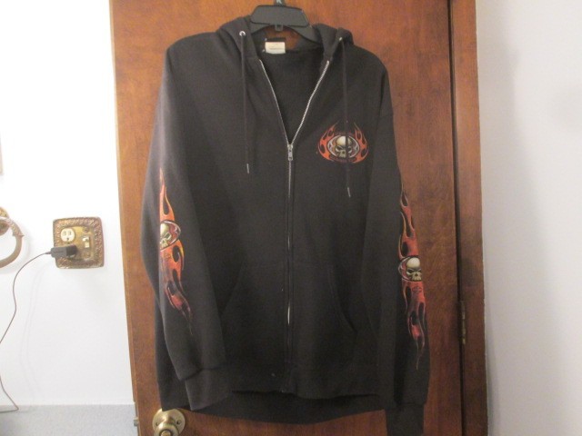 Vintage Harley Davidson Hoodie With Flames & Willie G. Skull Baltimore, MD XLG