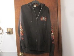 Vintage Harley Davidson Hoodie With Flames & Willie G. Skull Baltimore, MD XLG