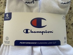 CHAMPION SOCKS MEN’S – LOW CUT – SOLID WHITE size 6-12.5 PACK 6 pair