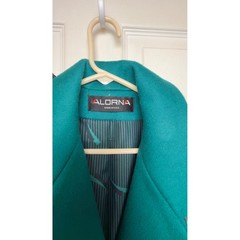 ALORNA Forstmann Wool Teal Long Trench Coat Women’s Double Breasted Tailored