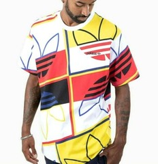 NEW MENS ADIDAS ORIGINALS LOGO PLAY TREFOIL TEE SHIRT ~ SIZE SMALL #H31315