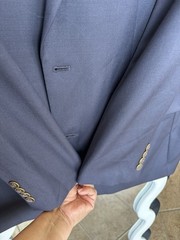 Joseph & Feiss Gold Men’s Blue Solid Worsted Wool Suit Jacket 44R 2-Button