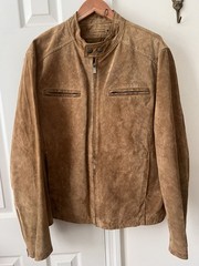 Wilson’s M. Julian Brown Suede Leather Moto Jacket Men’s Size XL Cafe Racer VTG