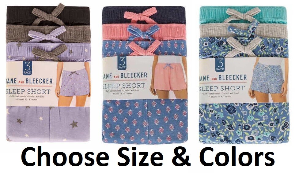 Jane and Bleecker Ladies’ Sleep Short 3-pack, Choose Size Color, NEW