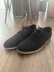 Men’s Black Lace-Up Derby Dress Shoes US 12 Synthetic Upper Round Toe