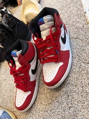 Nike Air Jordan 1 High Top Leather Colorblock Red/White/Black/Blue Sneakers