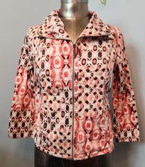 Ruby Rd Orange & Brown Jean Jacket Women Size 8 Chest 36 Zip Up Stretch 97-37388