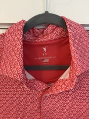 Fairway & Greene Men’s L Red/White Swirl Short Sleeve Polo Embroidered Logo