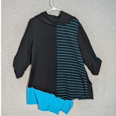 Ali Miles Tunic Top Women Large Asymmetric Hem Cowl Neck Lagenlook Art to Wear