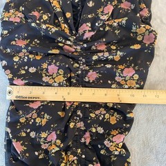 Forever 21 Knit Dress Women Medium Black Floral Ruched Mesh Bodycon V-Neck NWT