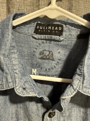 Bullhead Denim Co Mens Sz Medium Denim Button Up 100% Cotton Long Sleeve Jean