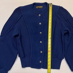 Geiger Navy Blue 100% Pure Wool Cardigan Sweater Made in Austria 38 S/M