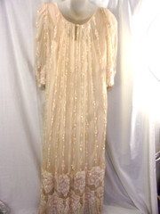 Exquisite Vintage Sheer Lace & Pearl Blush Gown By Digna Yero 8 Amazing
