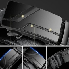 Genuine Leather Mens Ratchet Belt Belts For Men Adjustable Automatic Buckle