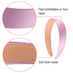 SIQUK 12 Pieces Satin Headbands 1 Inch Wide Non-Slip Headband Colorful Headbands
