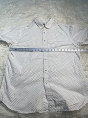 Howe Men’s Geometric Pattern Cotton Snap Shirt White Black Short Sleeve L