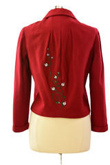 50s Vintage Betty Rose Fitted Wool Blazer Embroidered Peplum Jacket Size S Women