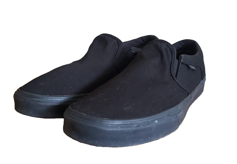 Vans Men’s Asher Black Canvas Slip On Skate Shoes Men’s Size 9.5 721356