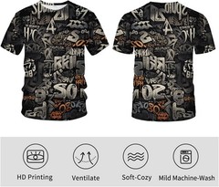 Men’s Artist Street Letter Graffiti Markers T-Shirt Shirts 3D Printing Graffiti