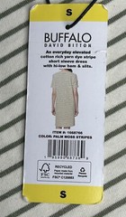 Buffalo Knit Striped Short Sleeve T-shirt Dress ~ Off White / Moss Green ~ Small