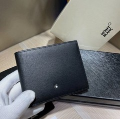 Bifold Wallet Montblanc Meisterstück 6cc Black Leather Card Holder Men