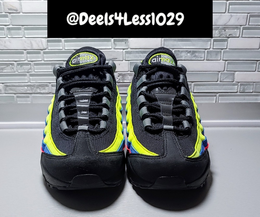 Nike Air Max 95 Black Neon Womens SZ 6/Kids 4.5Y Black Volt Blue Red DZ5635-001