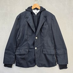 House Hause of Howe Striped Hoodie Blazer Jacket Mens Size 46 Blue Black