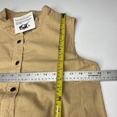 Collections etc Lightweight Tan Vest Women Sz L snap front smocked back waist