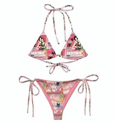 Pink Neon string bikini plus size rave outfit set women, festival fashion outfit