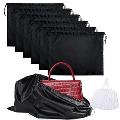 6 Pack Purse Dust Bags Large Silk Drawstring Dust Black-6pcs M-19.6 × 15.7 in