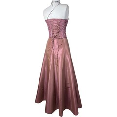 Vintage Pink Corset Prom Dress Set: Y2K Prom Gown Satin Gown, Glitter Bustier