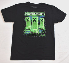Minecraft Youth Boys Creeper Multiple Creepers Grid Black Shirt New XS, L, XL