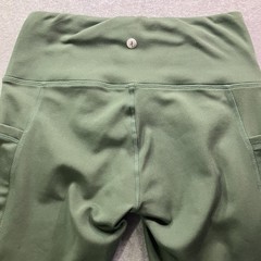 R.Sofia Active High-Waisted Teal Green Crop Leggings with Side Pockets Size S
